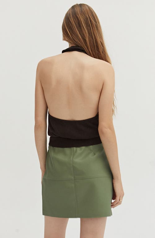 Shop Crescent Faux Leather Column Mini Skirt In Eucalyptus