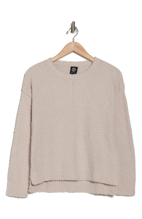 Bobeau Silky Plush Step Hem Sweater In Cream