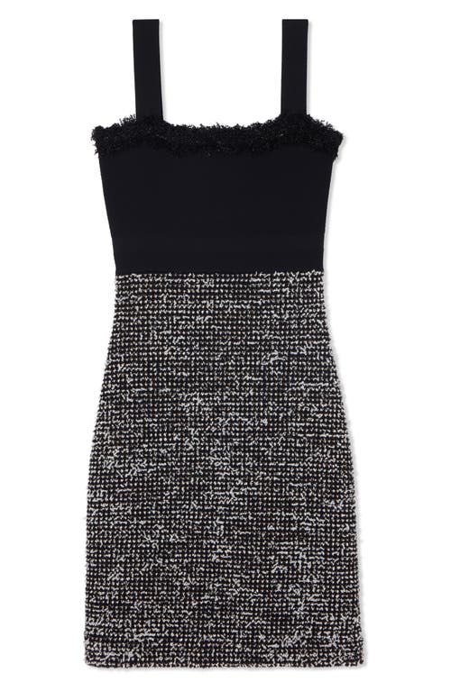 Shop St John St. John Collection Sparkly Eyelash Tweed Dress In Black/white Multi