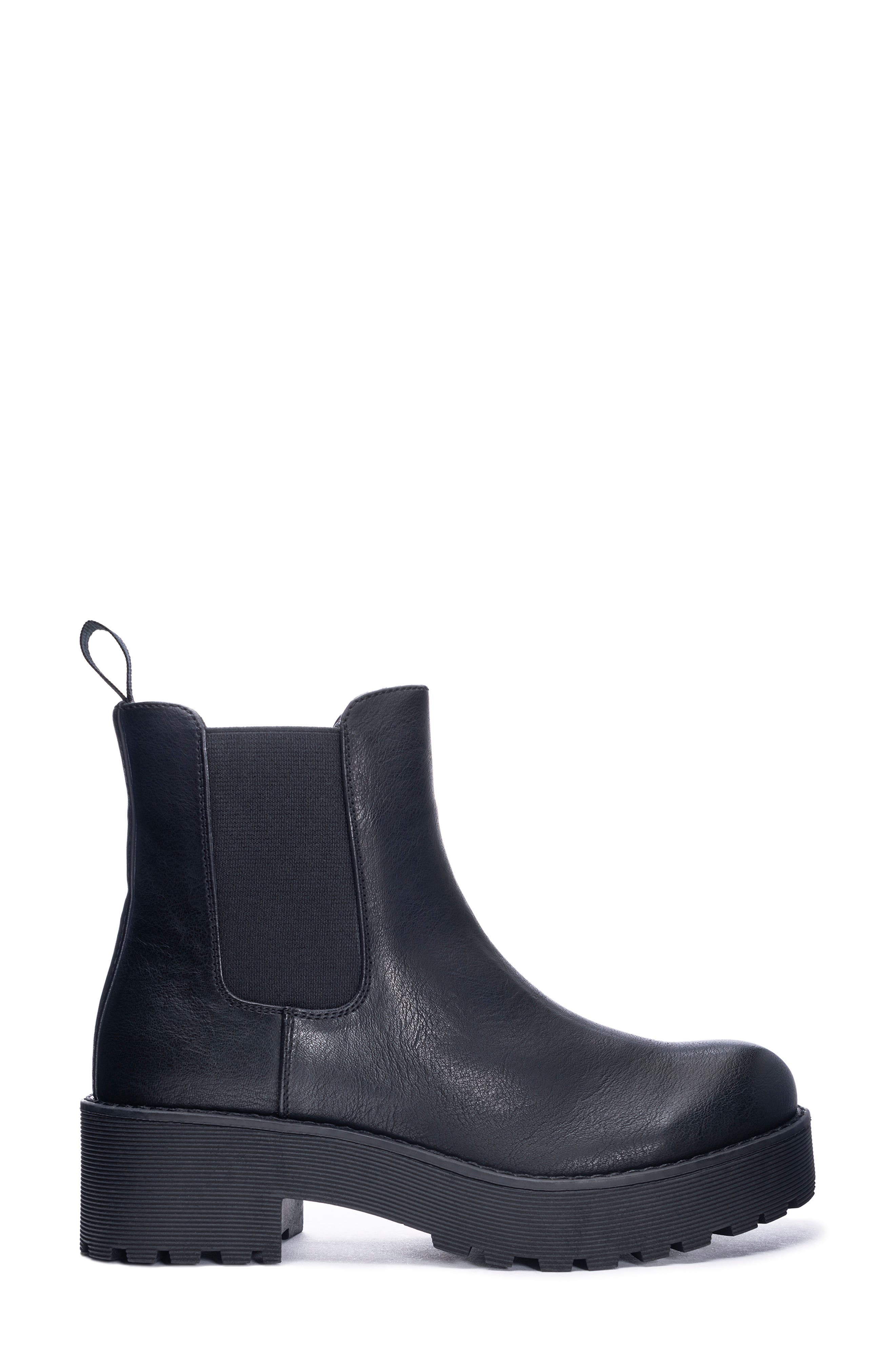 Dirty Laundry Women's Maps Chelsea Boot – Chunky Lug Sole Platform, Smooth White Leather, Easy Slip-On Style