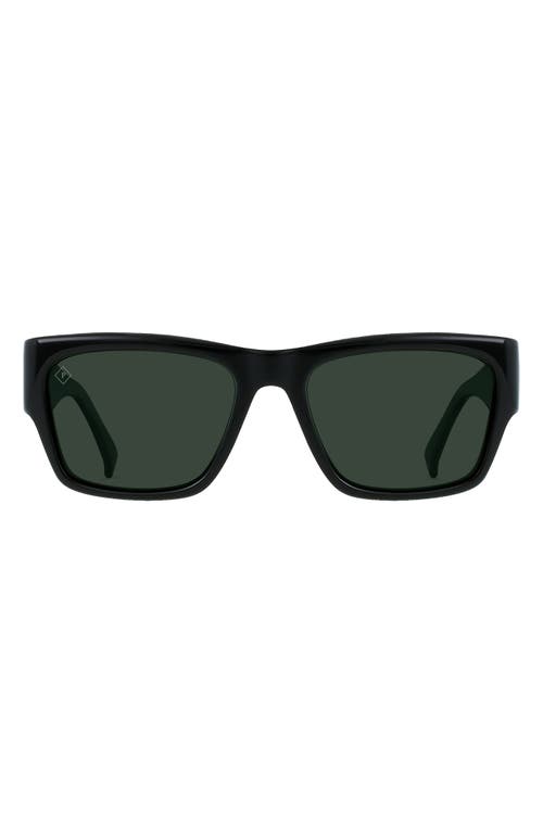 RAEN Rufio 55mm Polarized Rectangular Sunglasses in Recycled Black/Green Polar at Nordstrom