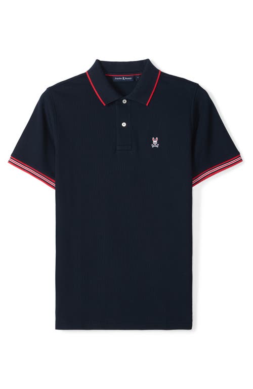 Shop Psycho Bunny Cambridge Tipped Piqué Knit Polo In Navy