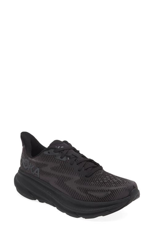 Shop Hoka Clifton 9 Running Shoe In Black/black