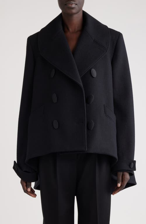 Shop Givenchy High-low Wool Peacoat In Black