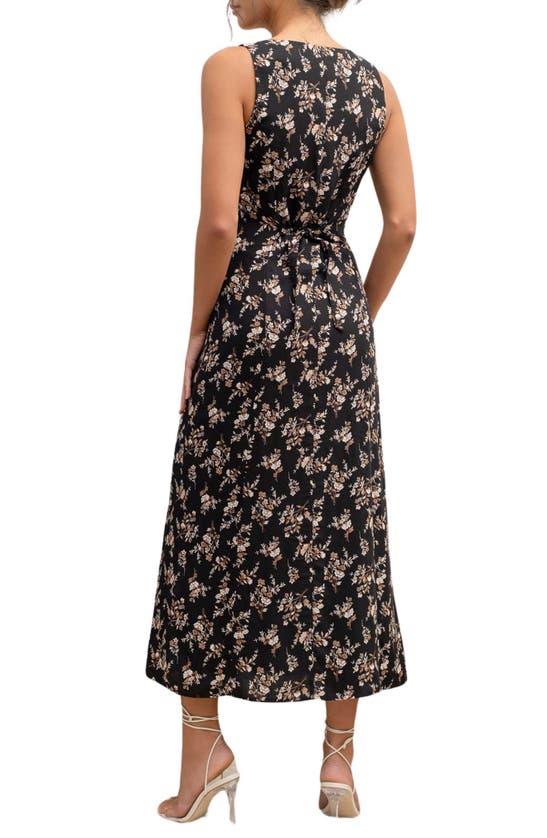 Shop Blu Pepper Floral Sleeveless Button Front Midi Dress In Black