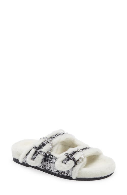 Shop Stuart Weitzman Piper Chill Slide Sandal In Flannel/white