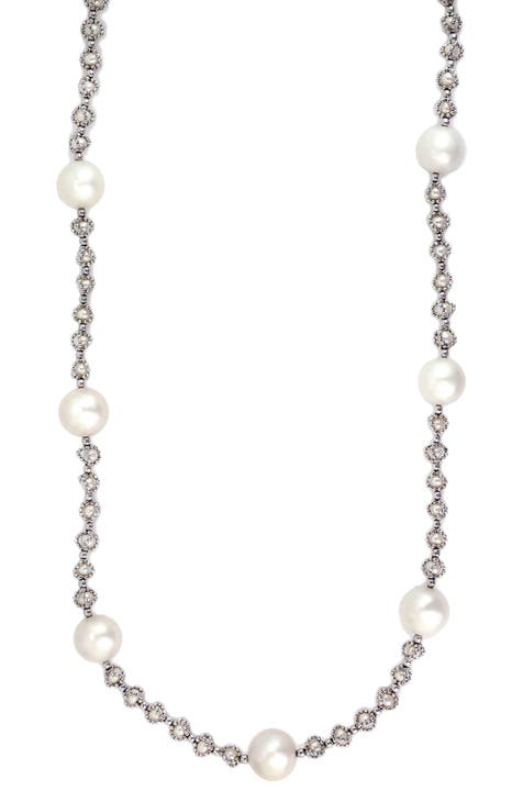 Sterling Silver 10-10.5mm Cultured Freshwater Pearl Necklace