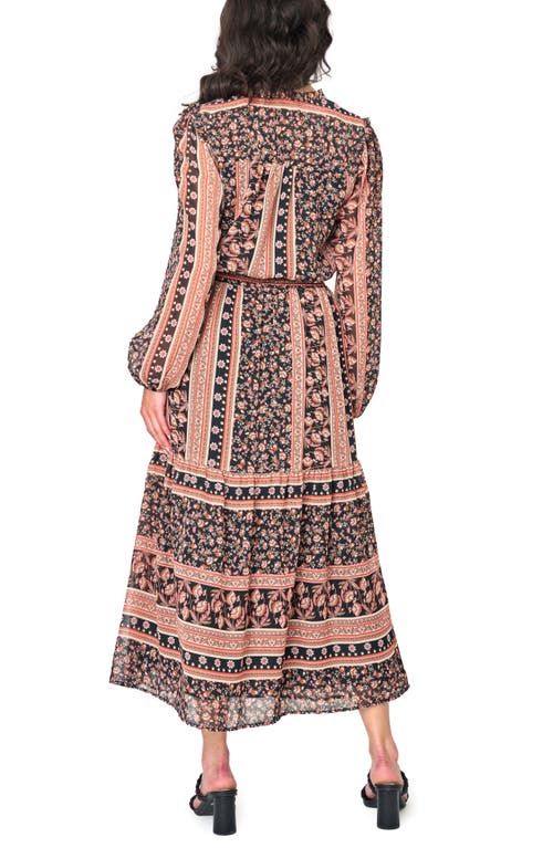 Shop Gibsonlook The Leyla Floral Print Long Sleeve Maxi Dress In Spiced Coral Print