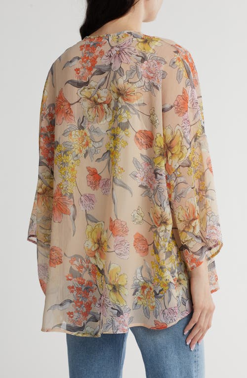 Shop Renee C Floral Print Chiffon Overlay In Blush