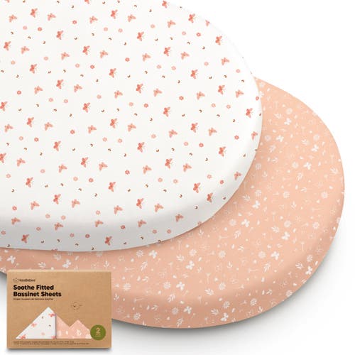 Keababies 2-pack Soothe Fitted Bassinet Sheets In Butterflies