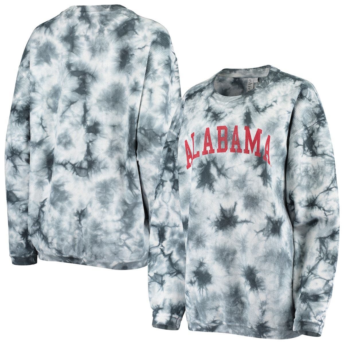 CHICKA-D Women's chicka-d White/Charcoal Alabama Crimson Tide Tie Dye Corded Pullover Sweatshirt at Nordstrom