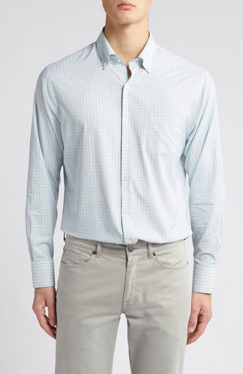 Peter Millar Chelan Check Performance Button-Down Shirt Mint Blue at Nordstrom,