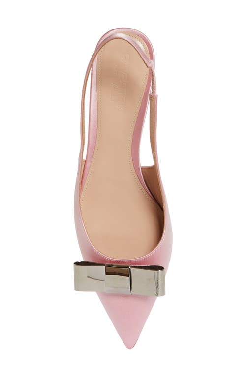 Giambattista Valli Crystal Ball Bow Pointed Toe Silk Slingback Pump In Rose/silver