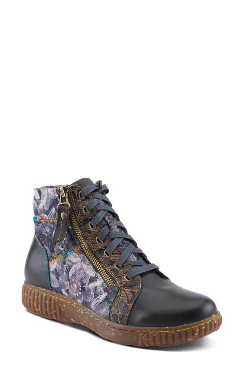 L'artiste By Spring Step Maylah Lace-up Bootie In Charcoal Multi