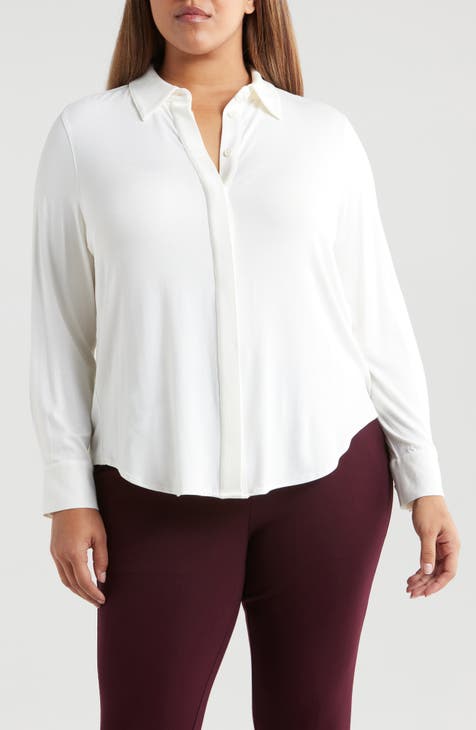 Dressy white blouses plus size best sale