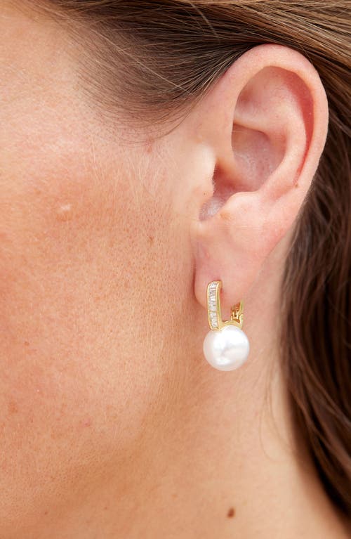 Savvy Cie Jewels Cz & Faux Pearl Drop Earrings In Yellow