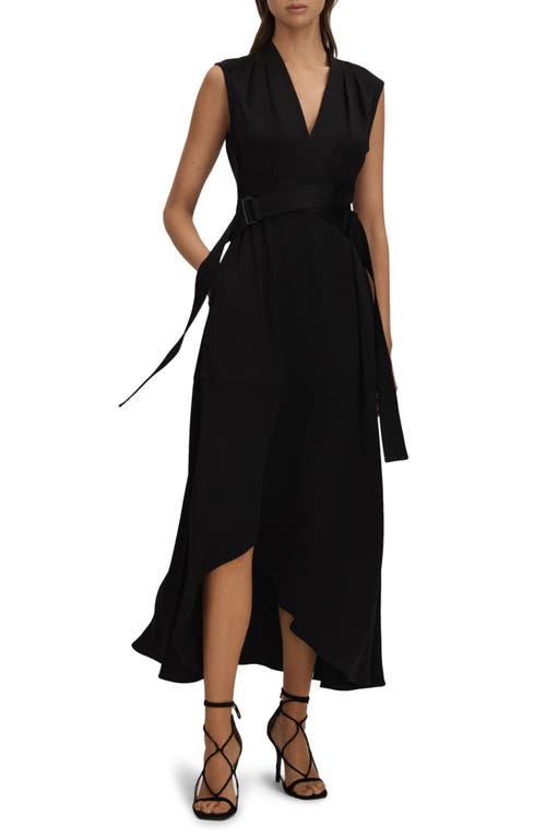Reiss Raya Cross Strap Sleeveless Midi Dress Black at Nordstrom, Us