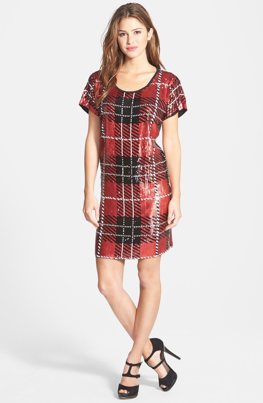 plaid sequin dress