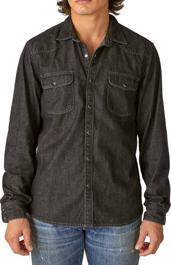 Lucky Brand Sawtooth Denim Western Shirt - Men's Clothing Outerwear Shirt Jackets in Alverson, Size M - Shop Holiday Gifts and Styles