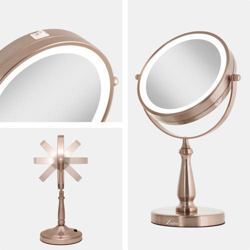 Zadro Lighted Makeup Mirror With 8x/1x Magnifications In Rose Gold