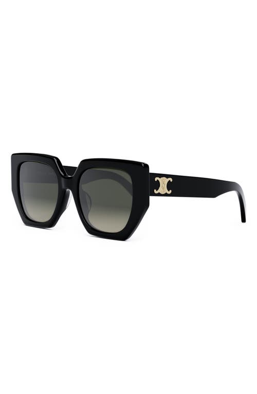 Celine Triomphe 55mm Butterfly Sunglasses In Shiny Black/gradient Brown