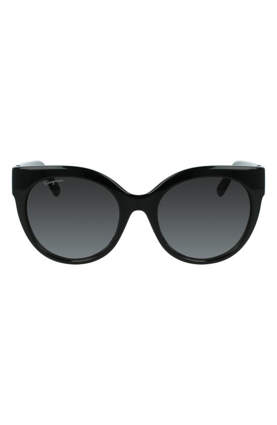 Ferragamo Salvatore  Gancini 53mm Round Sunglasses In Black