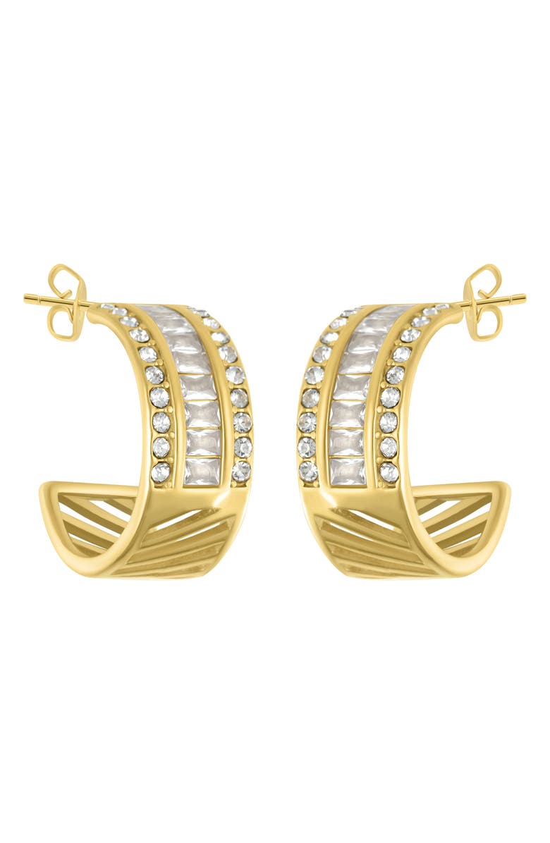 Adornia 14K Yellow Gold Vermeil Water Resistant Crystal Hoop Earrings