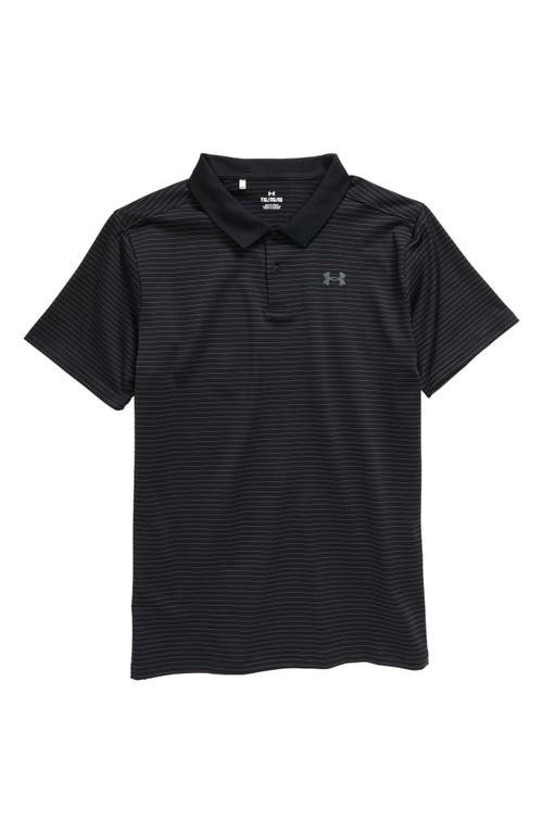 Under Armour Kids' Performance Stripe Polo In Black/black/royal