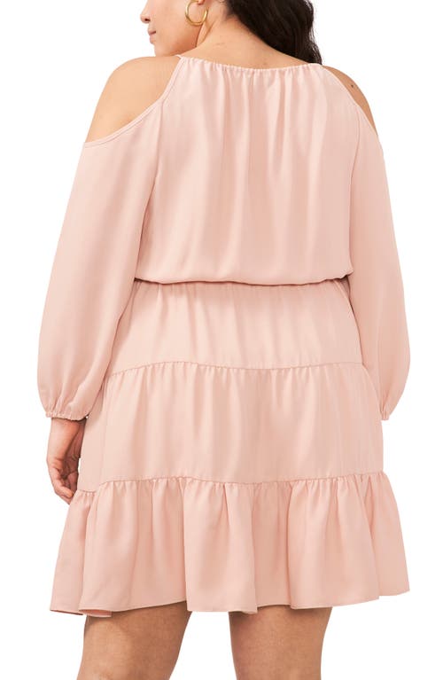 Shop 1.state Tiered Long Sleeve Cold Shoulder Dress In Rose Smoke