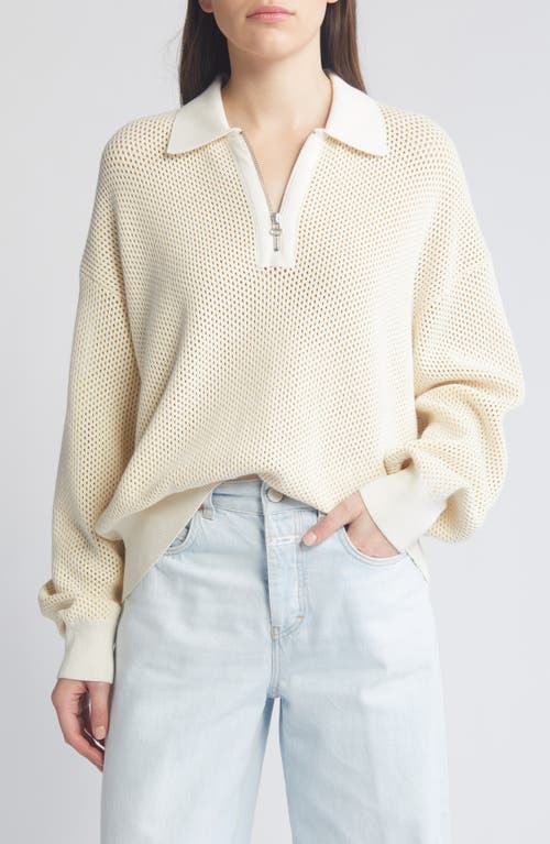 Closed Open Stitch Half Zip Pullover Ivory at Nordstrom,