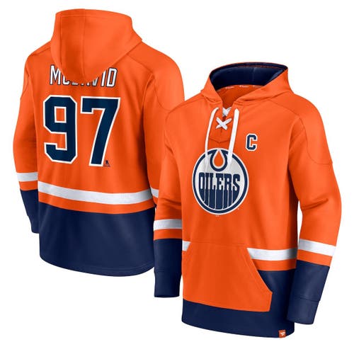 UPC 604201000465 product image for Men's Fanatics Branded Connor McDavid Orange/Navy Edmonton Oilers Player Lace-Up | upcitemdb.com