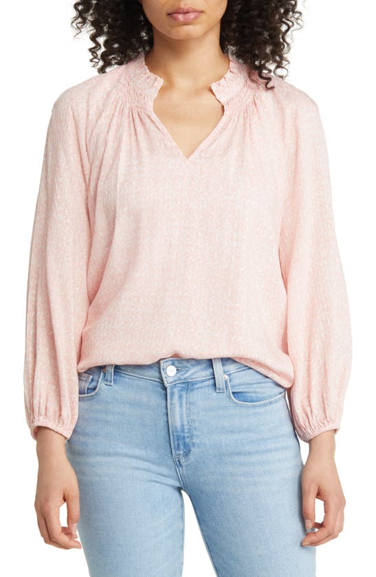 Caslon Split Neck Blouse In Pink Bride Ella Geo