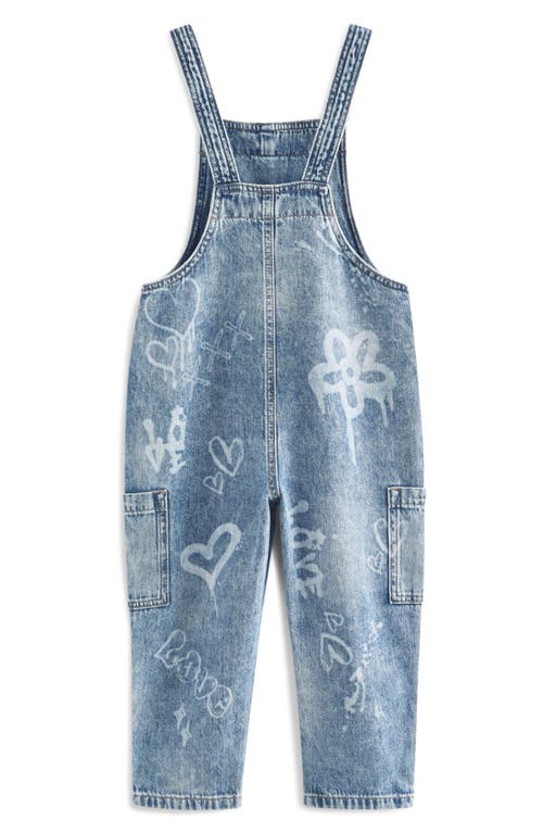 Shop Next Kids' Grafitti Print Denim Overalls In Blue