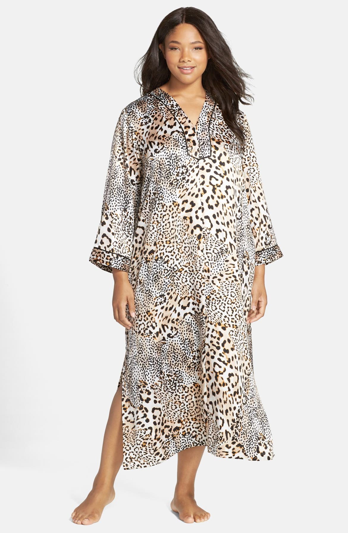 Oscar de la Renta Sleepwear Cheetah Print Caftan (Plus Size) | Nordstrom