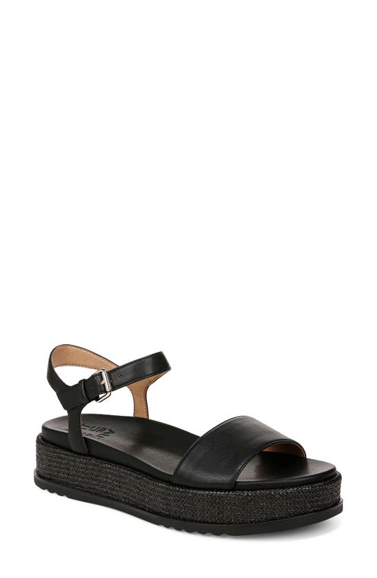 Shop Naturalizer Zane Ankle Strap Platform Sandal In Black Smooth Faux Leather