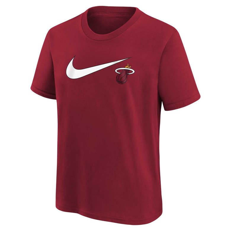 Shop Nike Youth  Red Miami Heat Swoosh T-shirt