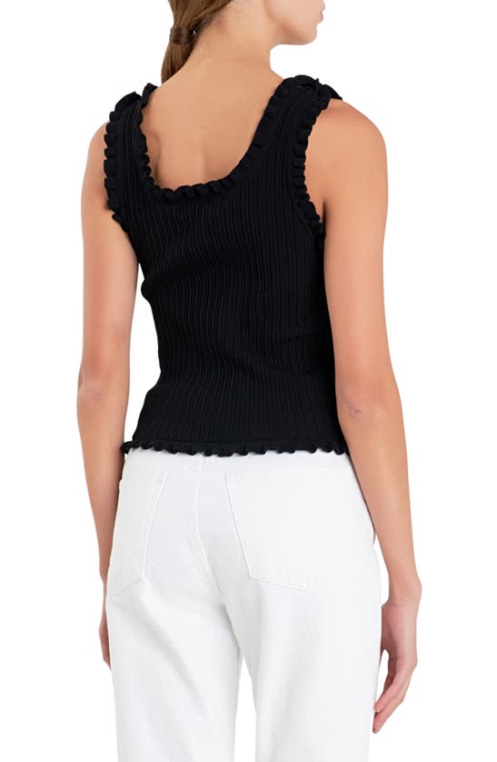 English Factory Ruffle Edge Rib Tank In Black