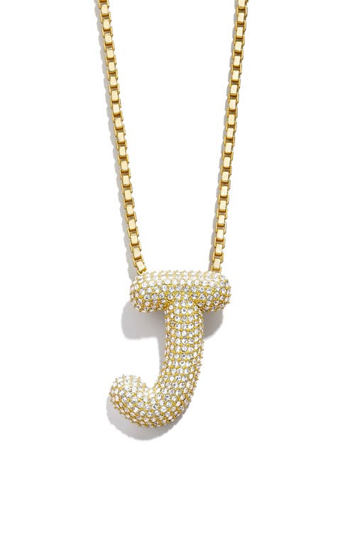 Pavé Crystal Bubble Initial Pendant Necklace in Gold J