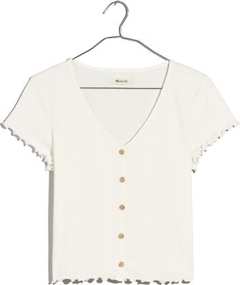 Madewell Rib Button Front V-Neck T-Shirt | Nordstrom