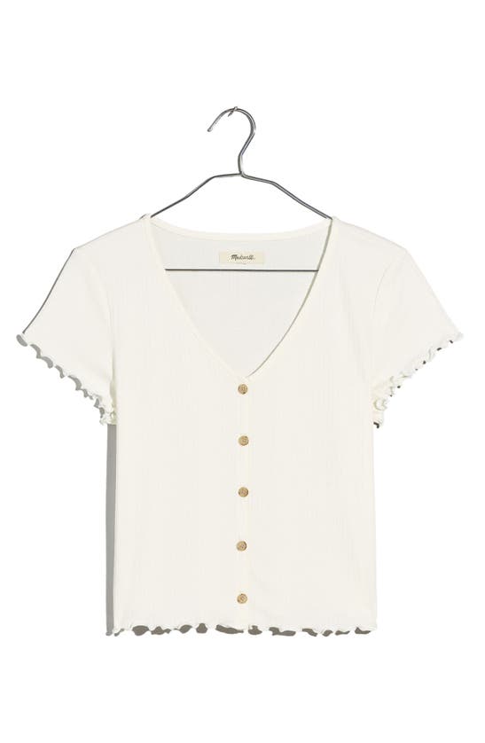 Shop Madewell Rib Button Front V-neck T-shirt In Lighthouse