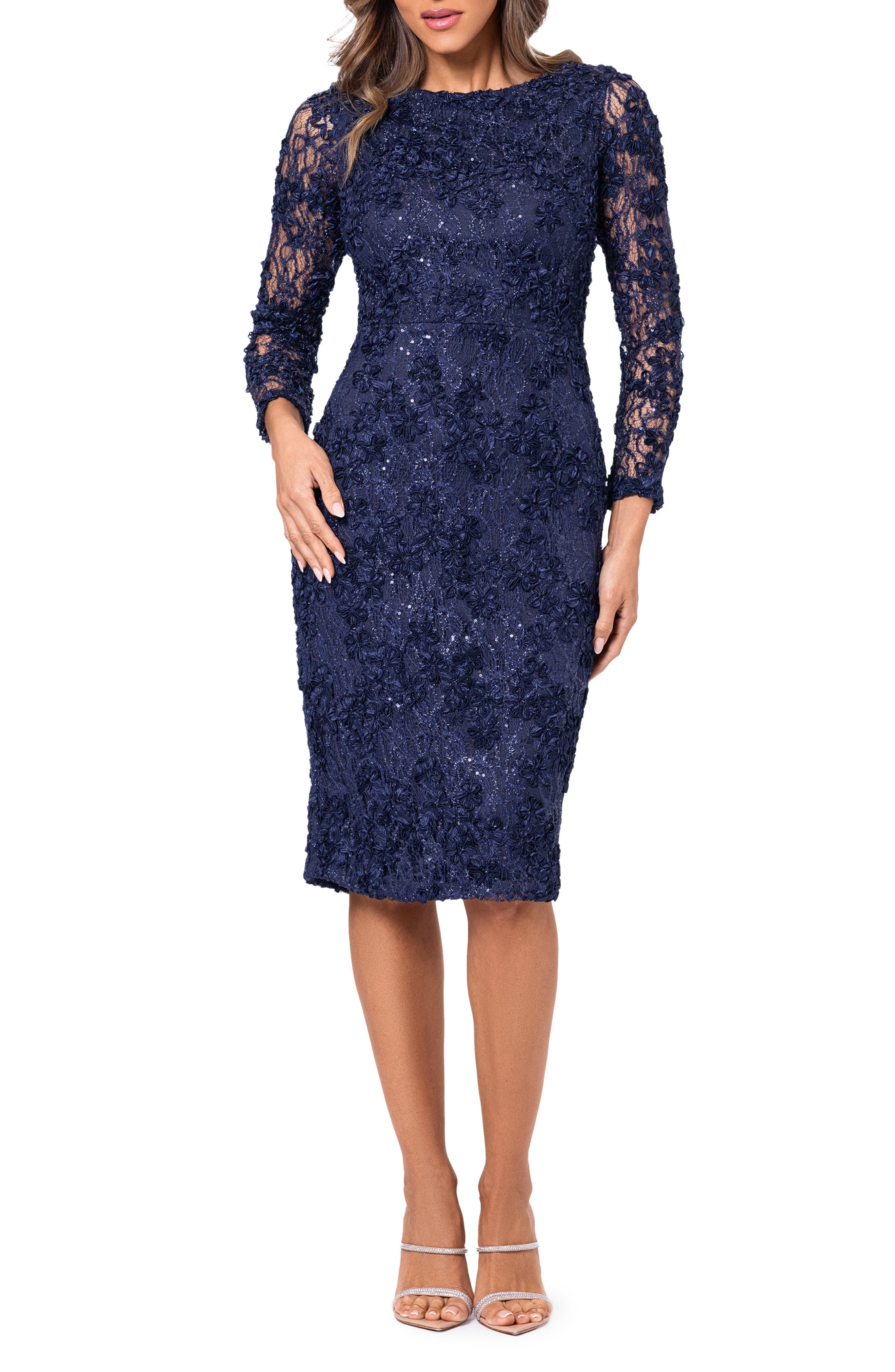 Navy Blue Lace Dress with Accessories