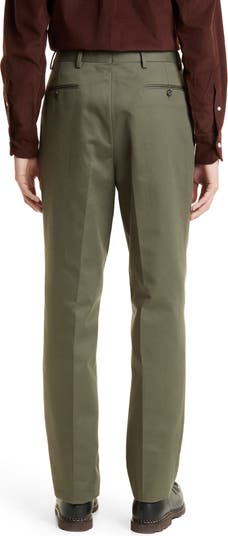 Silk-trimmed stretch-cotton drill straight-leg pants