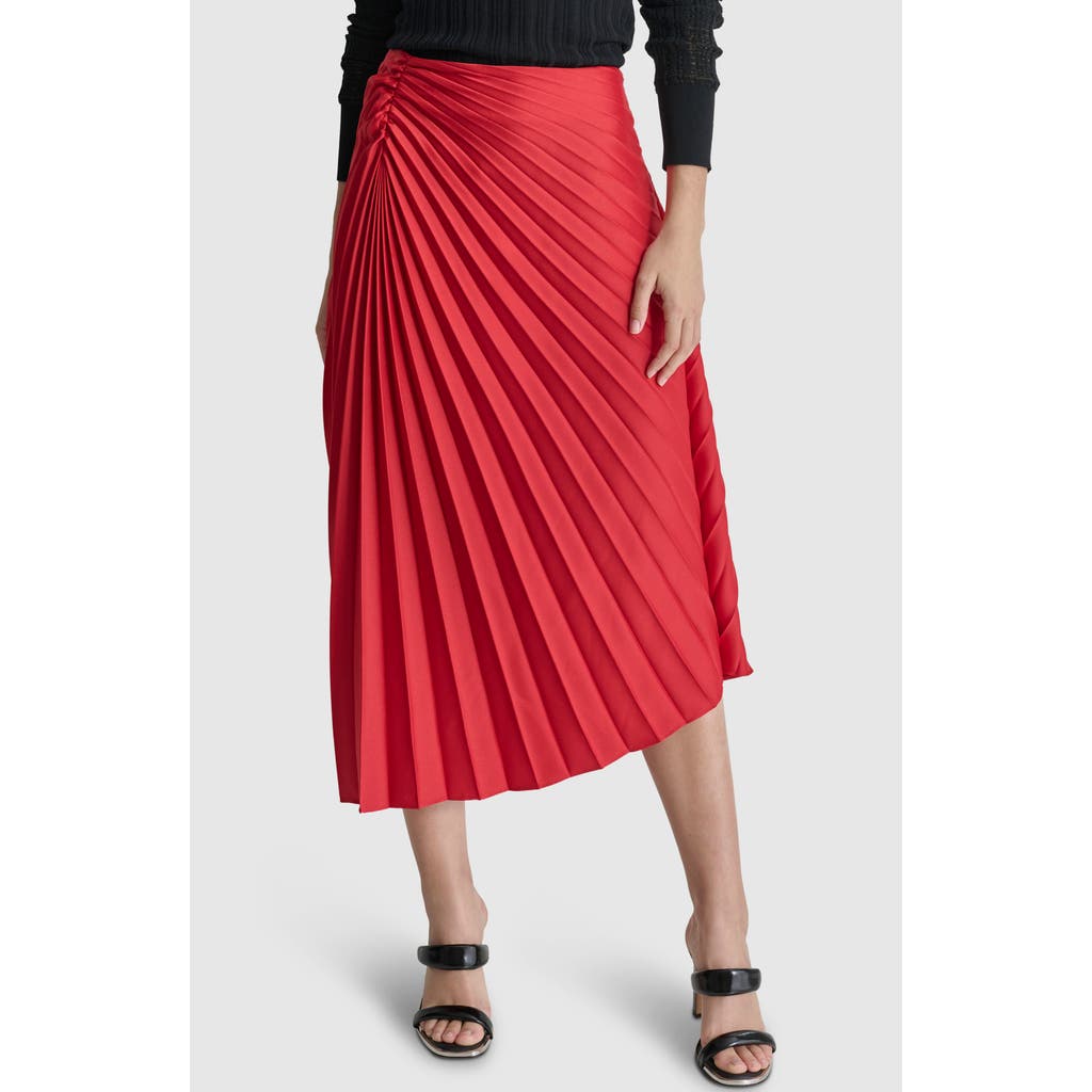 Dkny Asymmetrical Pleated Skirt In Red Light