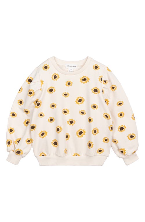 MILES THE LABEL Sunflower Print Organic Cotton Terry Sweatshirt in Beige at Nordstrom, Size 6M