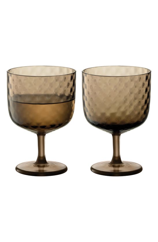 Lsa Dapple Set Of 2 Wine Glasses In Brown