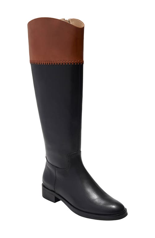 Adaline Knee High Riding Boot in Black/Brown