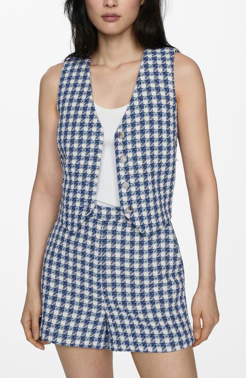 Shop Mango Houndstooth Shorts In Blue