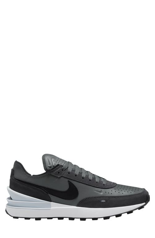 Nike Waffle One Leather Sneaker In Iron Grey/black/smoke Grey