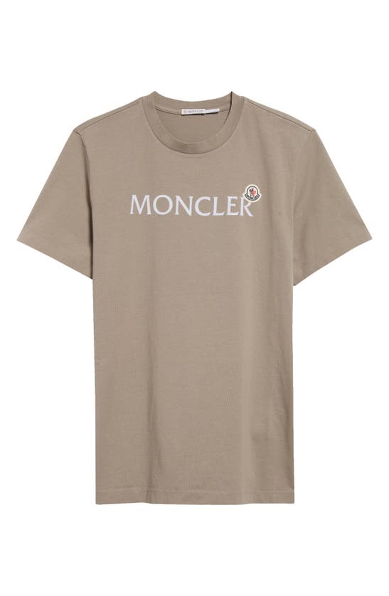 Shop Moncler Logo Cotton Graphic T-shirt In Light Brown