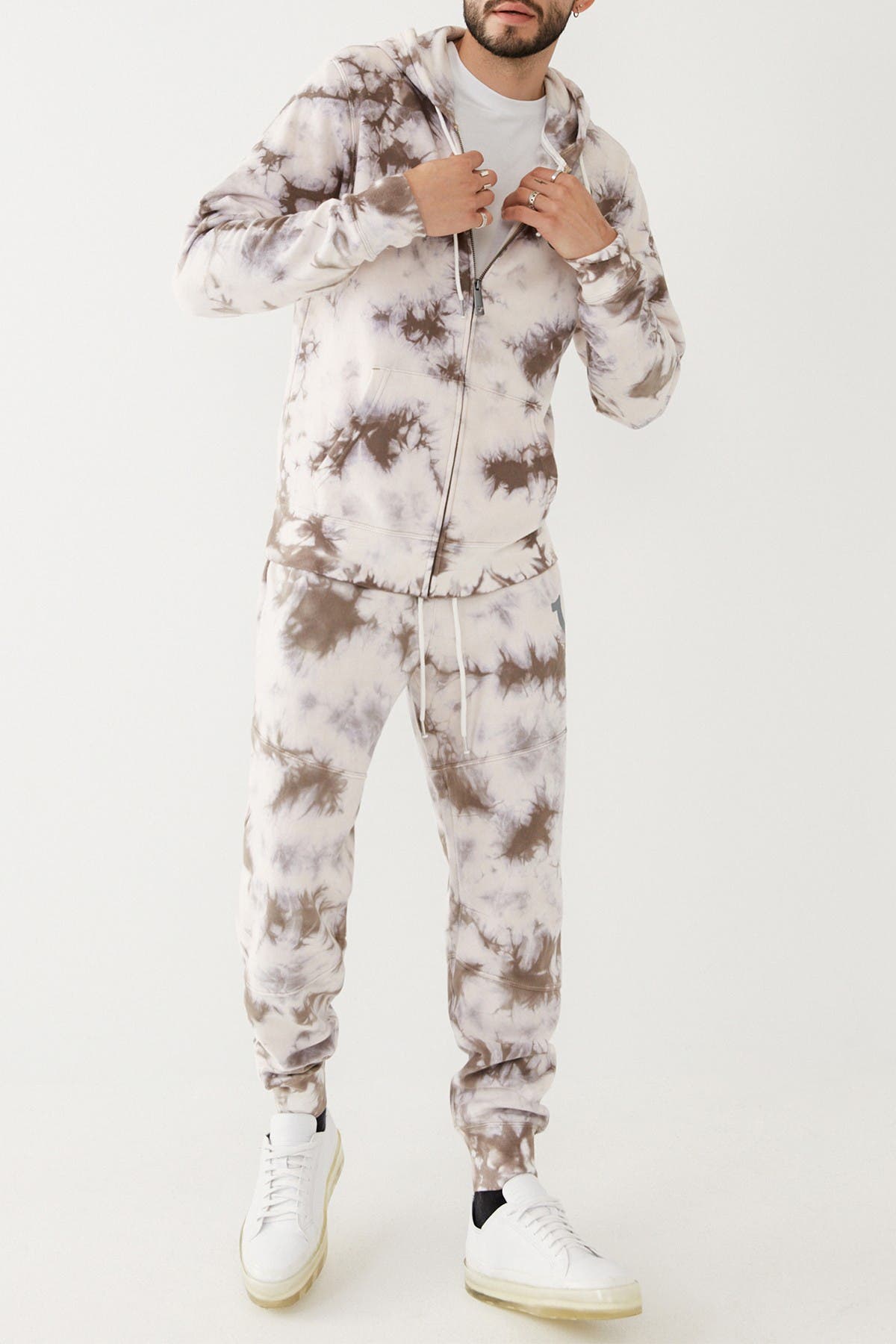True Religion Tie Dye Drawstring Joggers In White